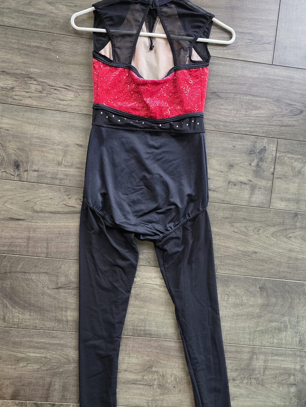 Acro Or Jazz Costume - Black & Red Sequin Dance Unitard (SA)